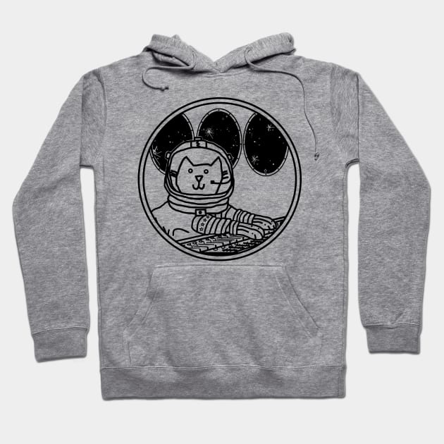 Space Captain Yellow Cat In Control Line Drawing Hoodie by ellenhenryart